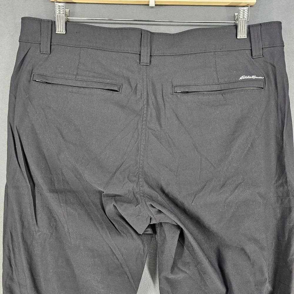 Eddie Bauer Travex Pants Mens 35x32 Black Stretch Chino Performance Travel